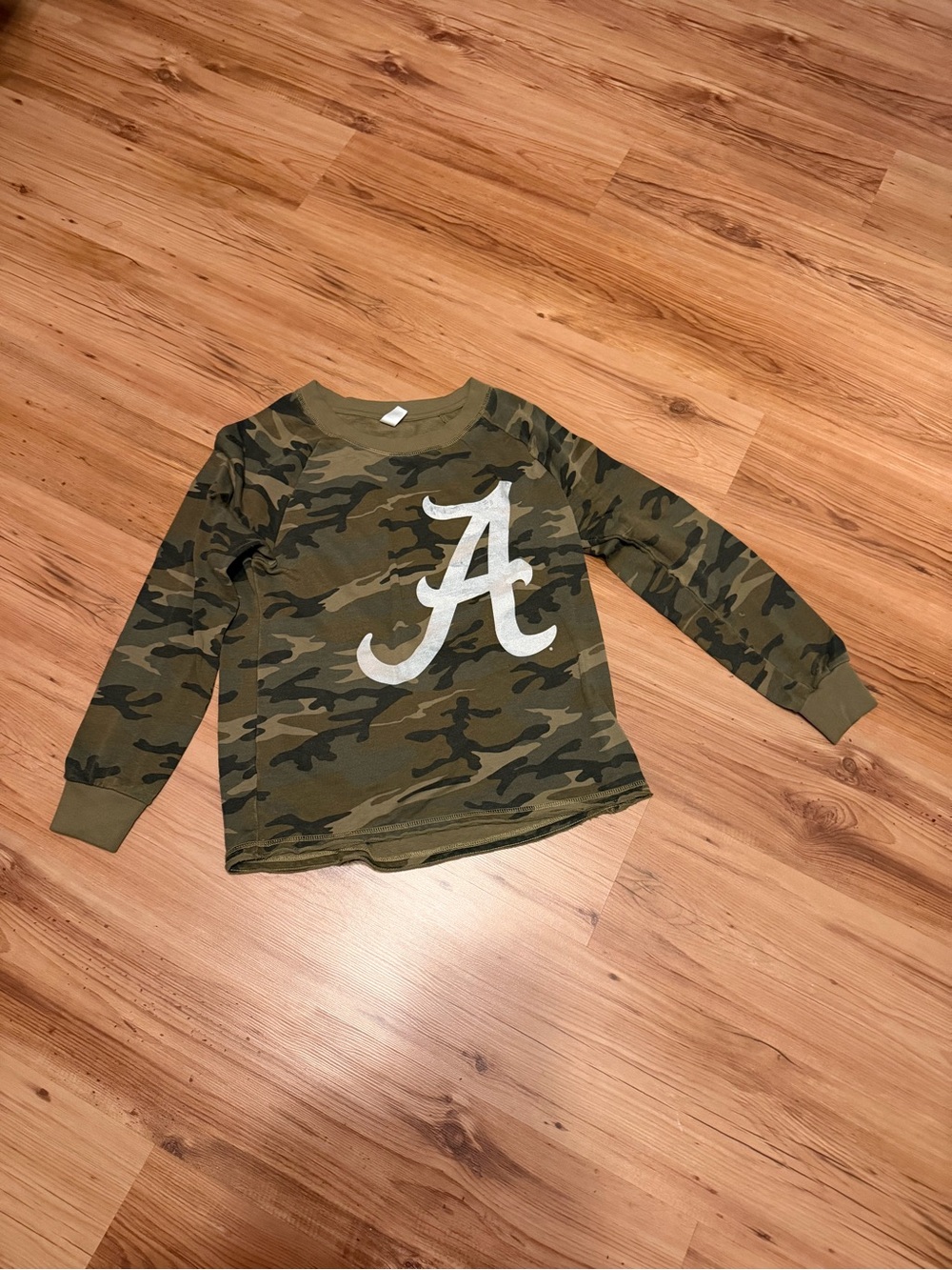 Alternative Women’s Camouflage Long Sleeve sweatshirt lightweight with White 'A